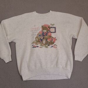 Vintage Grandma Sweatshirt Women XL White Heather Made in USA Oneita Grandmother